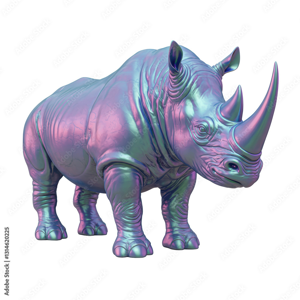 Fototapeta premium Isolated Iridescent Rhinoceros Sculpture