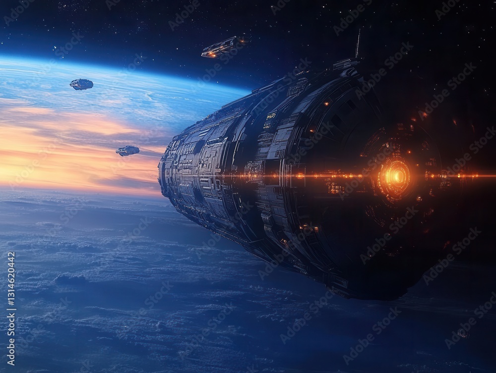 Breathtaking view of a massive Dyson sphere illuminated by distant stars on a clear cosmic horizon. Generative AI Breathtaking view of a massive Dyson sphere illuminated by distant stars on a clear cosmic horizon. Generative AI