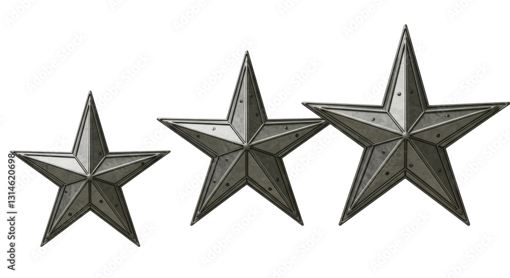 Obraz premium Isolated Group of Three Metallic Stars