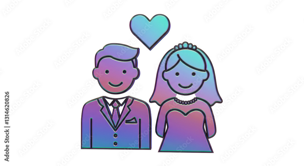Isolated Bride and Groom Wedding Couple Icon Isolated Bride and Groom Wedding Couple Icon