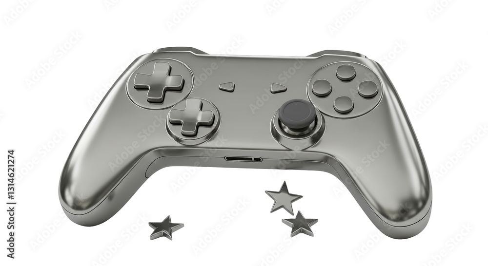 Isolated Metallic Game Controller with Stars Isolated Metallic Game Controller with Stars