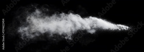 A soft puff of white chalk powder released into the air on an isolate background