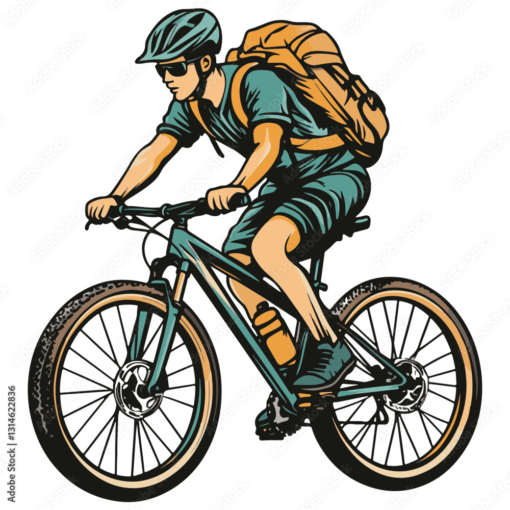 Naklejka premium cyclist riding a bicycle