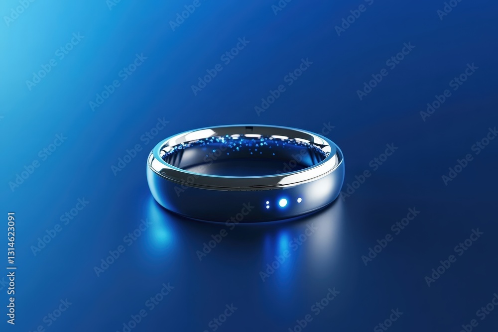 A close up image of a glowing smart ring accessory A close up image of a glowing smart ring accessory