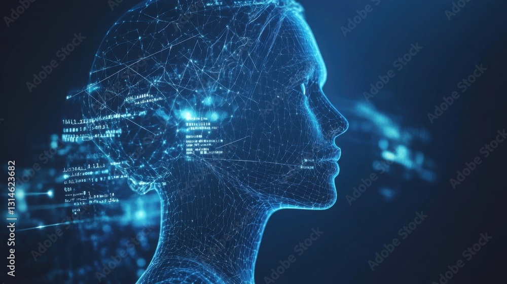 Obraz premium Digital Woman with Data Streams