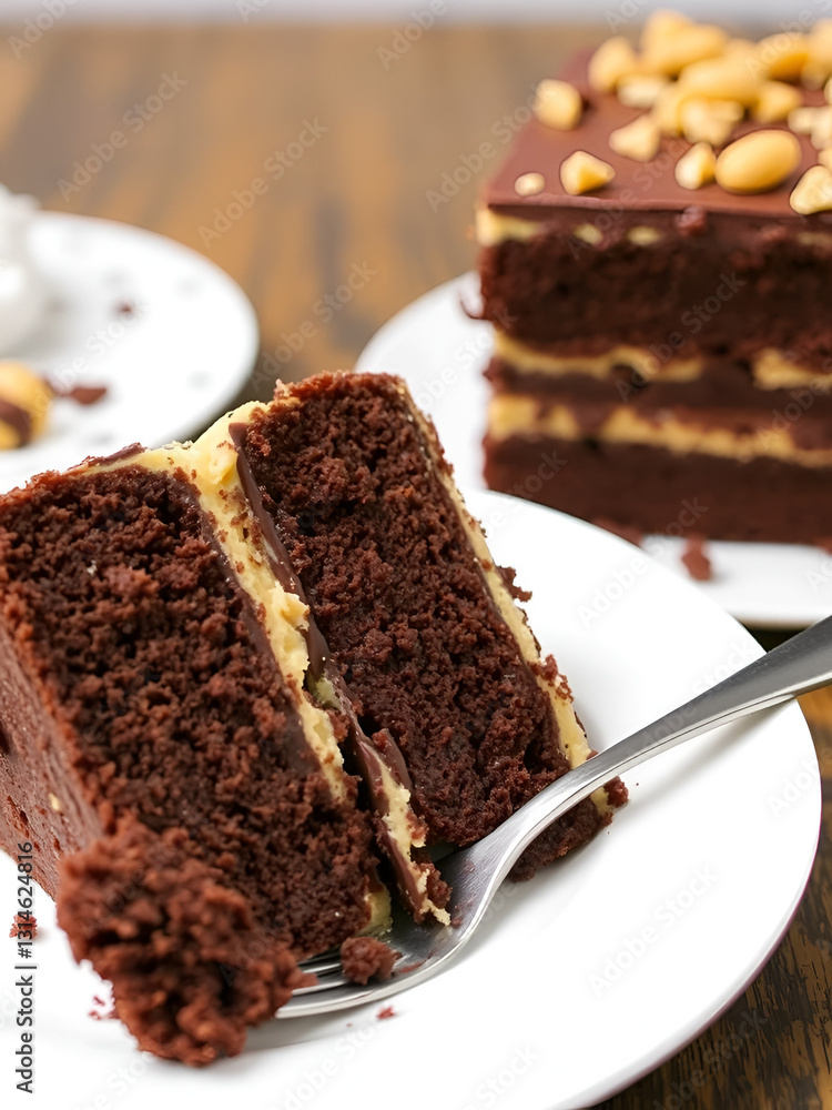Delicious Chocolate Peanut Butter Layer Cake Slice Delicious Chocolate Peanut Butter Layer Cake Slice