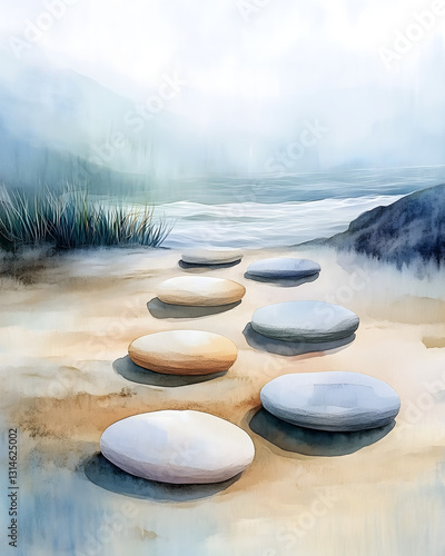 Zen pebbles stacked in a calm, natural balance