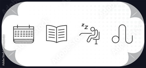 outline icons set - zodiac concept. year, knowledge, lethargy, leo.