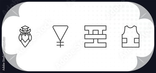 outline icons set - zodiac concept. wisdom, soapstone, standard of quality, safety.