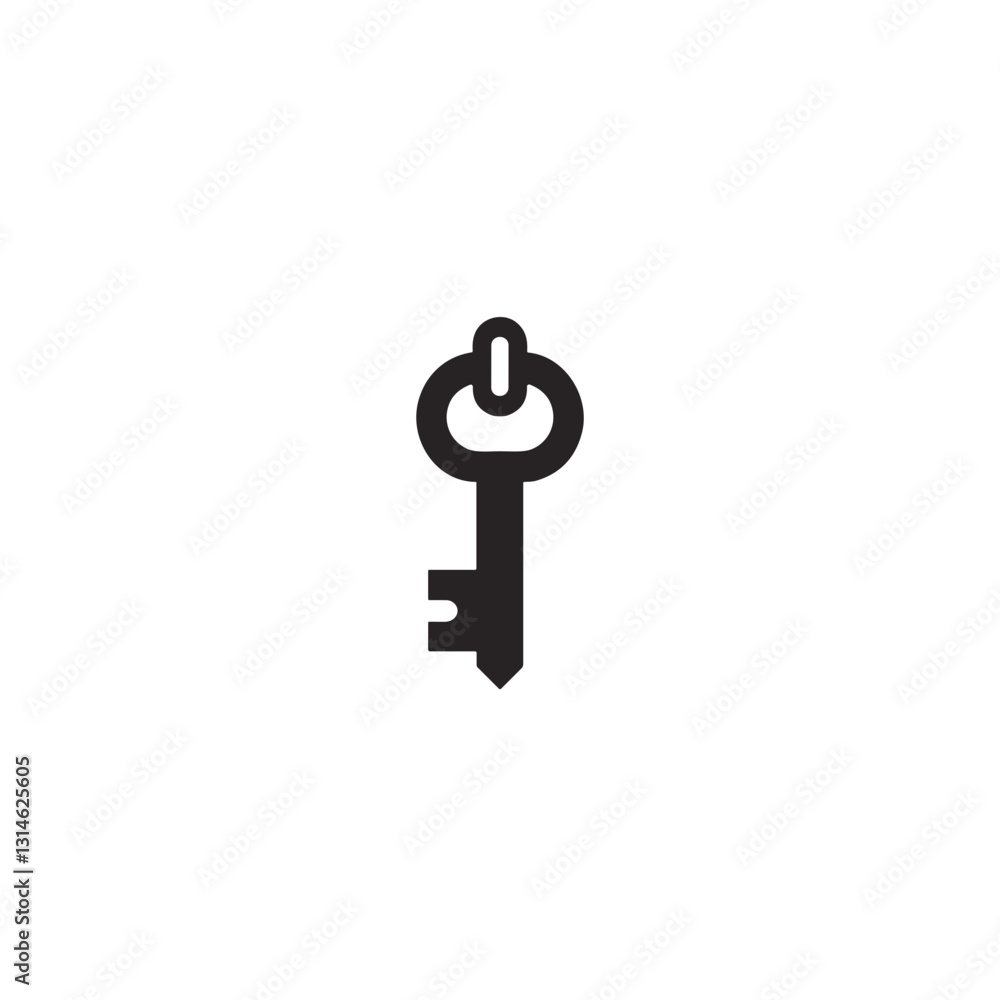 Fototapeta premium Minimalist key icon on transparent background, security concept