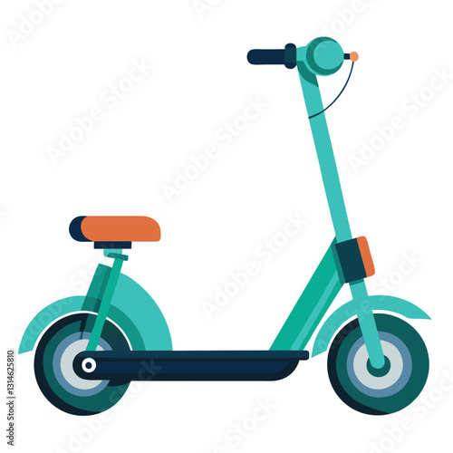 Modern Teal Electric Scooter with Orange Seat and Dark Green Wheels for City Commuting