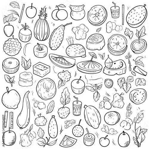 set of food background pattern illustration