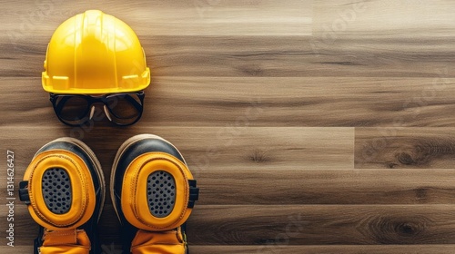 Safety Gear Essentials: Hard Hat, Safety Glasses, and Steel Toe Boots photo