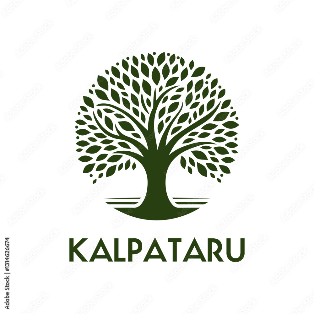 Obraz premium vector tree logo with green leaves 