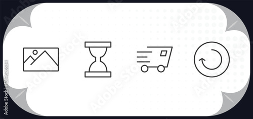 outline icons set - user interface concept. pic, waiting, express, reload.