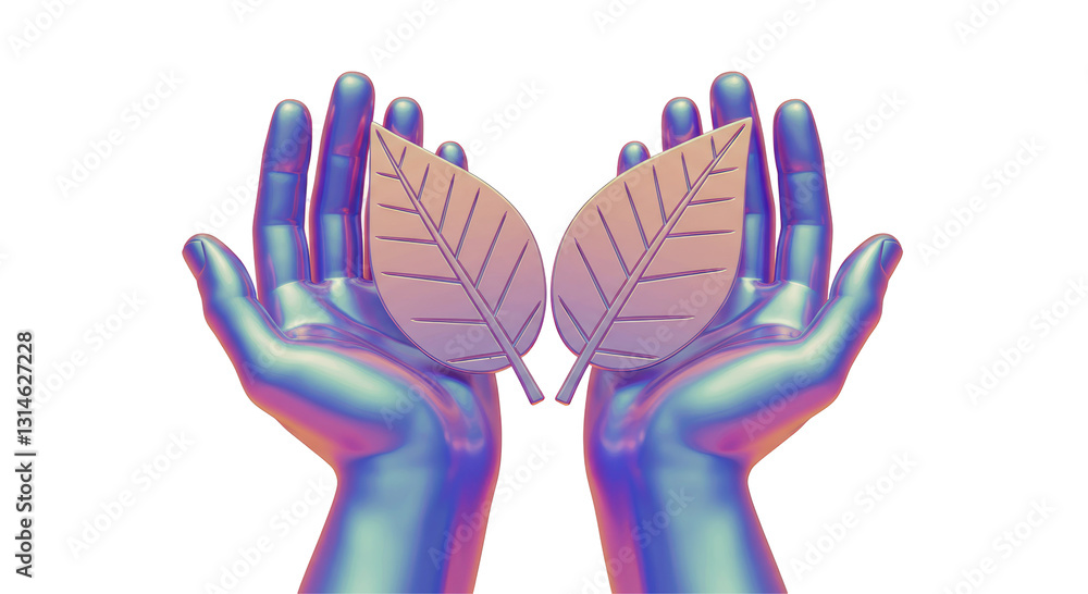 Obraz premium Isolated Hands Holding Leaves