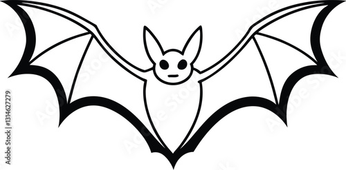 Bat flying with wings spread silhouette