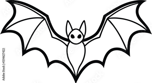 Bat flying with wings spread silhouette