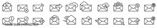 Email linear icons set. Envelope icon. Editable stroke. Vector illustration