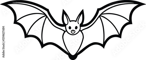 Bat flying with wings spread silhouette