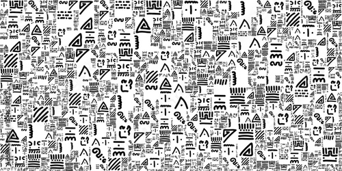 White Black Ancient Script Pattern Background