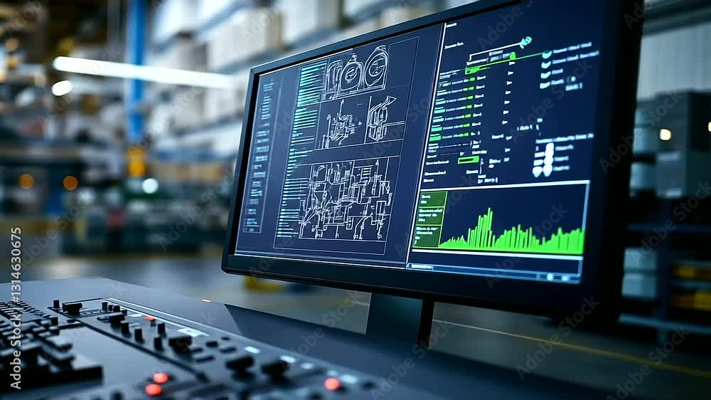 A detailed shot of a control room in an oil and gas facility with pipelines and valves in the background, showcasing the integration of technology and infrastructure in energy prod A detailed shot of a control room in an oil and gas facility with pipelines and valves in the background, showcasing the integration of technology and infrastructure in energy prod