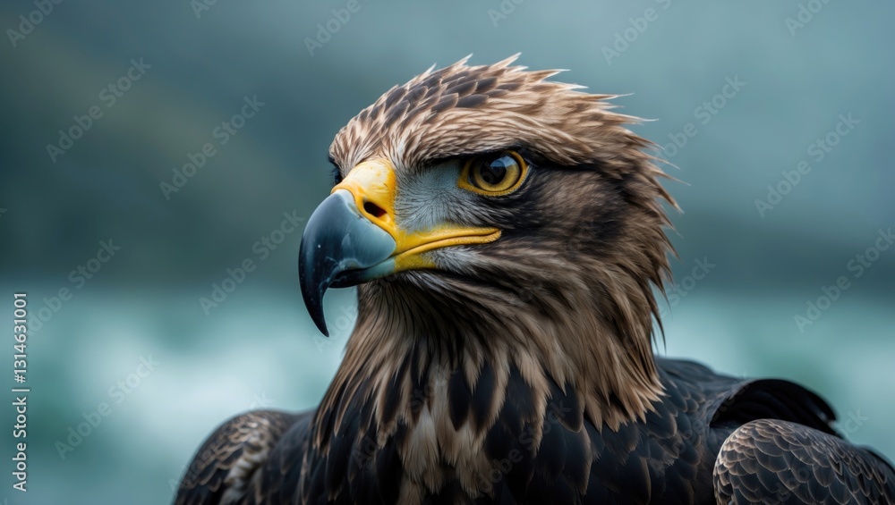 Close-up image of a sea eagle portrait. Close-up image of a sea eagle portrait.