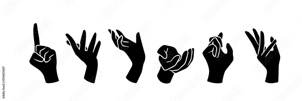 Vector design of hands and fingers in various poses to create logo design templates and line art. Vector design of hands and fingers in various poses to create logo design templates and line art.