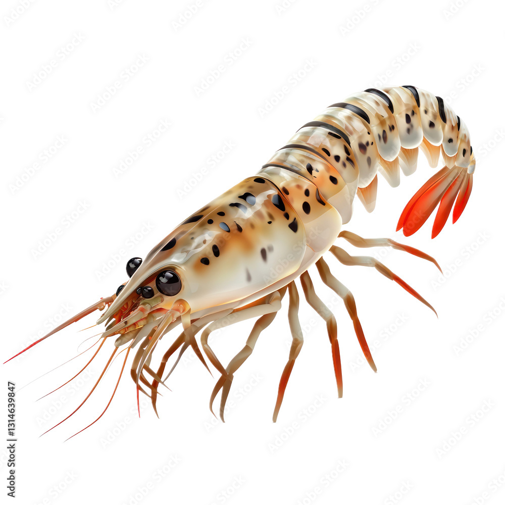3D icon of Tiger prawn isolated on transparency background 3D icon of Tiger prawn isolated on transparency background