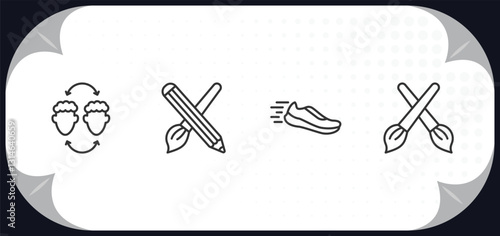 outline icons set - people skills concept. empathy, interior de, runner, de.