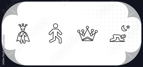 outline icons set - people concept. emperor, bast, empress, salat.