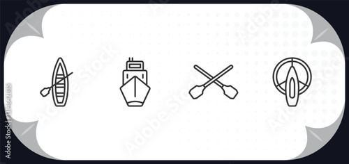 outline icons set - nautical concept. skiff, ballast, seaworthy, port and starboard.