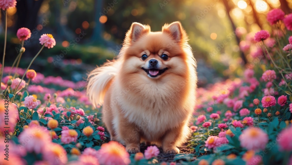 Fototapeta premium cartoon logo featuring an adorable pomeranian