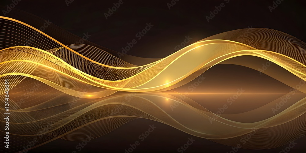 Fototapeta premium Elegant Golden Waves on Dark Background for Abstract Art Design