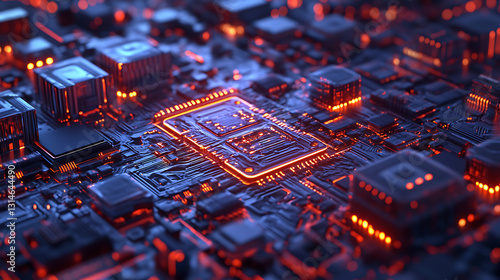 Realistic close-up animation of a futuristic quantum computer core, with intricate circuits pulsating as streams of data flow through crystalline processors 