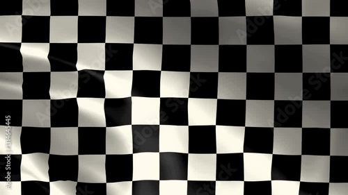The checkered flag is in the wind, the finish flag is developing. Victory Concept.