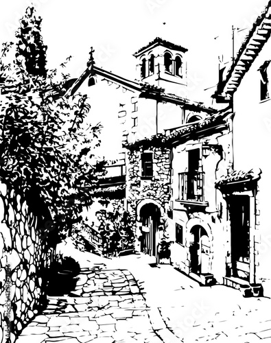 barcelona, coloring page, architecture, arch, building, corridor, stone, column, europe, ancient, arches, arcade, interior, church, abbey, old, arc, medieval, cloister, italy, light, monastery, archwa