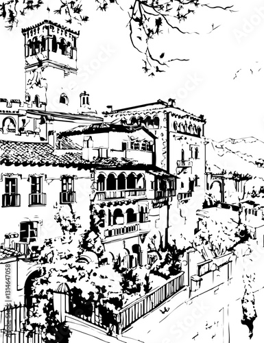 Wallpaper Mural barcelona, coloring page, architecture, arch, building, corridor, stone, column, europe, ancient, arches, arcade, interior, church, abbey, old, arc, medieval, cloister, italy, light, monastery, archwa Torontodigital.ca