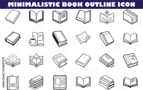 Minimalist Book Outline Icons Collection of Reading Symbols
