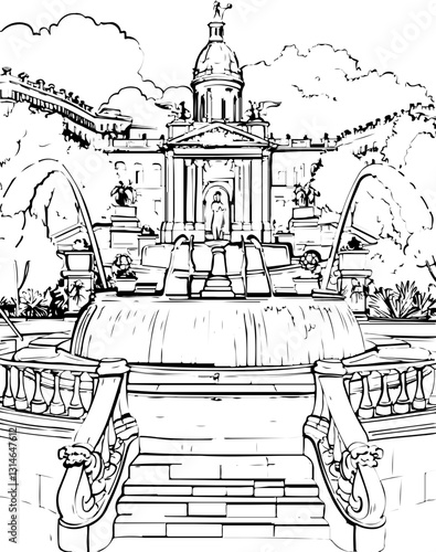 barcelona, coloring page, architecture, arch, building, corridor, stone, column, europe, ancient, arches, arcade, interior, church, abbey, old, arc, medieval, cloister, italy, light, monastery, archwa