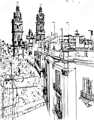 barcelona, coloring page, architecture, arch, building, corridor, stone, column, europe, ancient, arches, arcade, interior, church, abbey, old, arc, medieval, cloister, italy, light, monastery, archwa