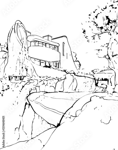 barcelona, coloring page, architecture, arch, building, corridor, stone, column, europe, ancient, arches, arcade, interior, church, abbey, old, arc, medieval, cloister, italy, light, monastery, archwa