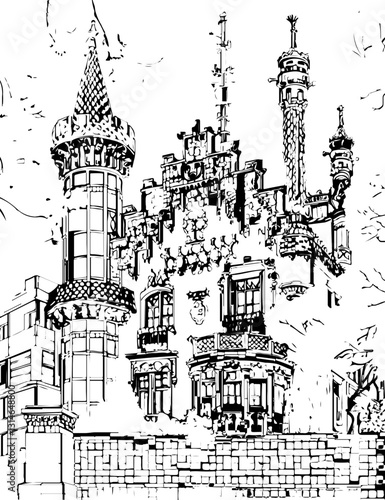 barcelona, coloring page, architecture, arch, building, corridor, stone, column, europe, ancient, arches, arcade, interior, church, abbey, old, arc, medieval, cloister, italy, light, monastery, archwa