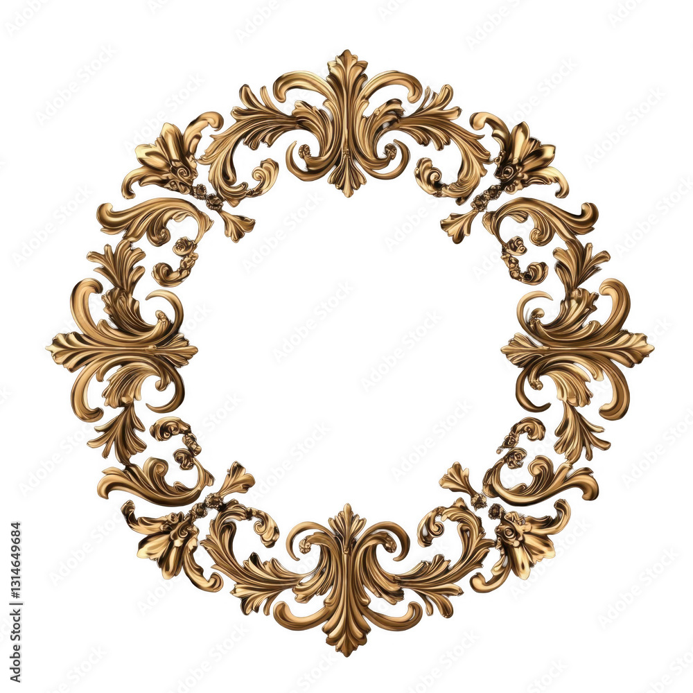 Ornate Circular Frame Design with Elegant Gold Elements Ornate Circular Frame Design with Elegant Gold Elements