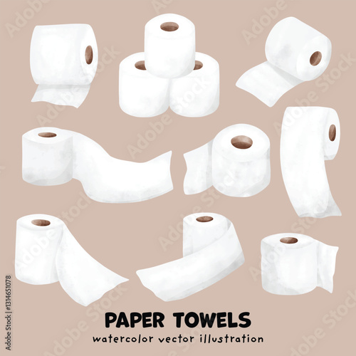 Watercolor Paper Towels Vector Set - Hand-Painted Illustration Collection