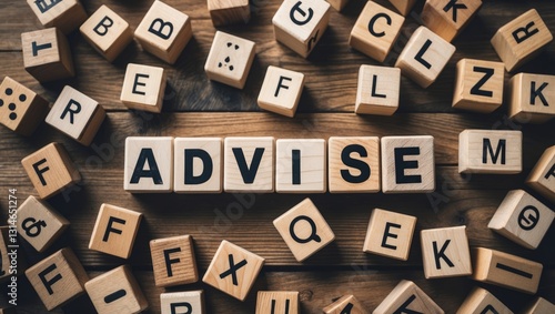 The term ADVISE represented on building blocks concept