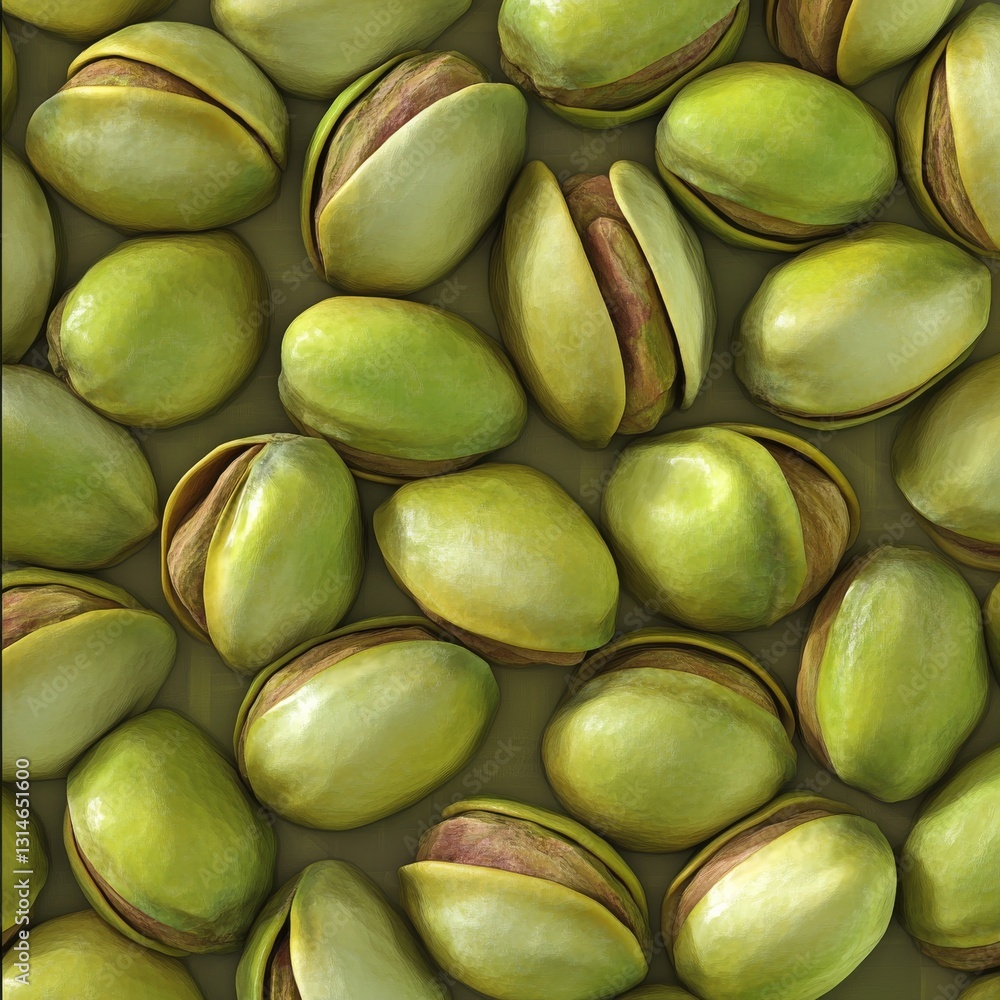 Delicious Pistachios: A Close-Up View of Nutritious Green Seeds Ready to Eat as a Snack or an Ingredient.