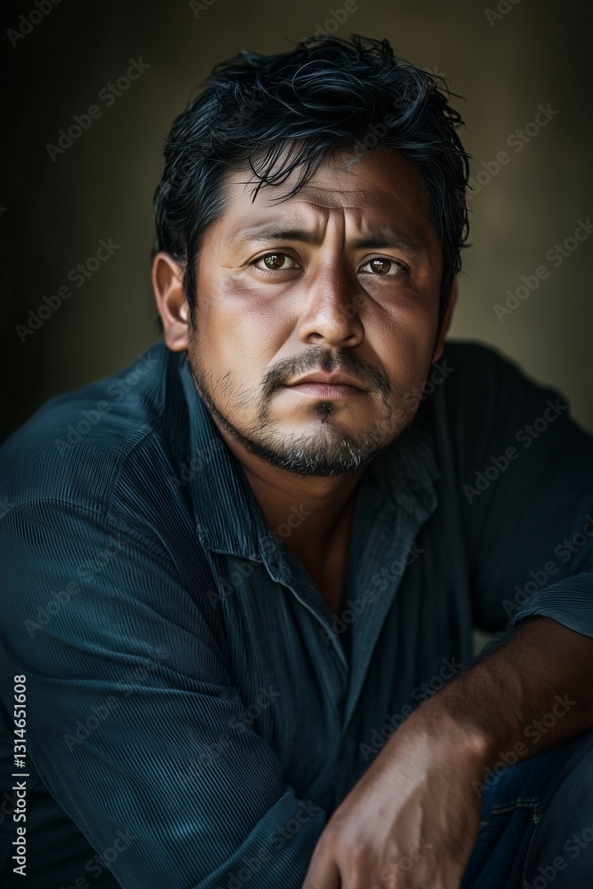 Portrait of Thoughtful Man in Work Clothes Portrait of Thoughtful Man in Work Clothes