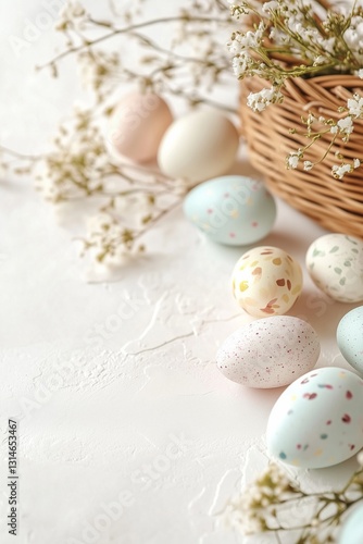 Decorative Easter Eggs and Flowers Arrangement