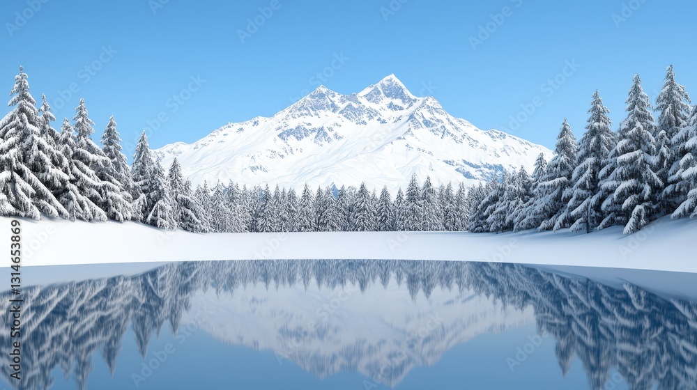 custom made wallpaper toronto digitalSnow Covered Mountain Reflected in a Frozen Lake Winter Landscape